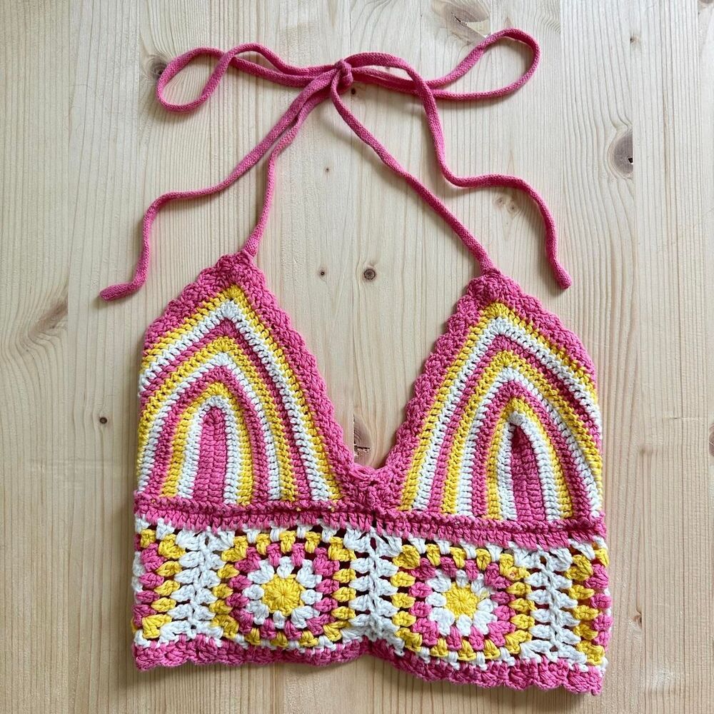 Princess Polly crochet knit boho croquette Women's festival Crop-top
